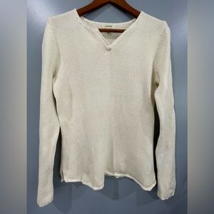 St John’s Bay Ivory Long Sleeve V-neck Sweater Size M